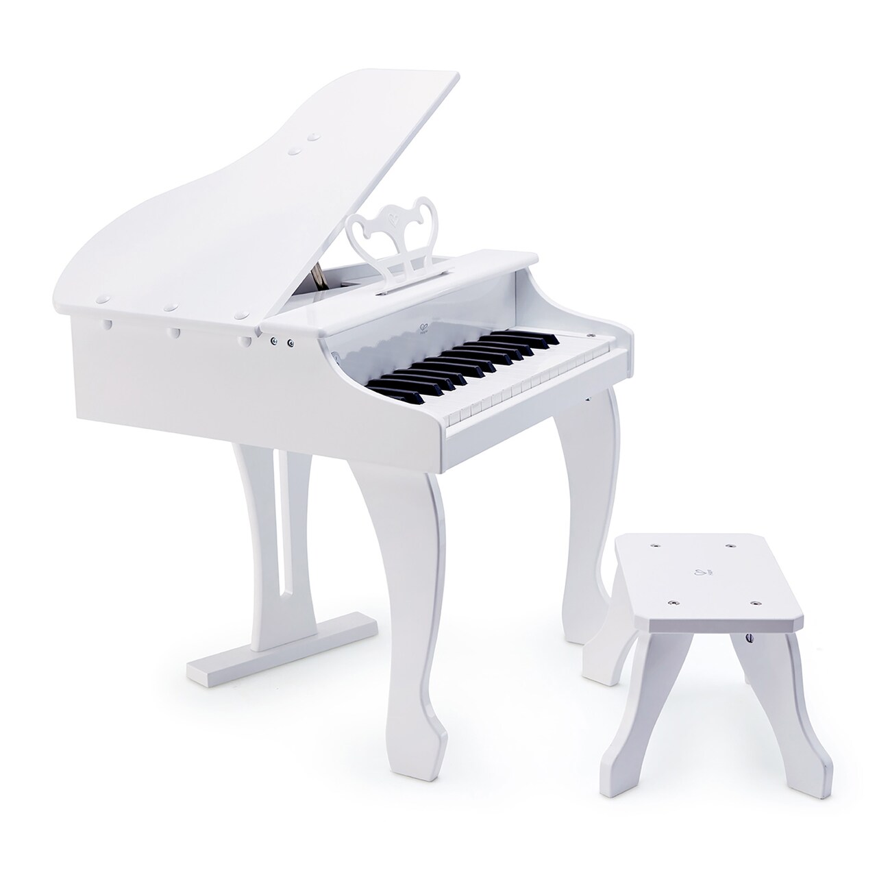 Hape Deluxe White Grand Piano - Thirty Key Piano Toy W/ Stool, Electronic Battery Powered Keyboard Musical Toy Set for Kids, Music, Ages 3+